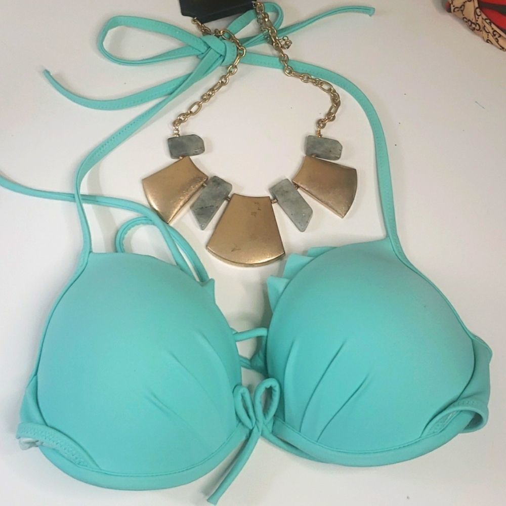 VICTORIAS Secret Soft Blue Push up Bikini Top